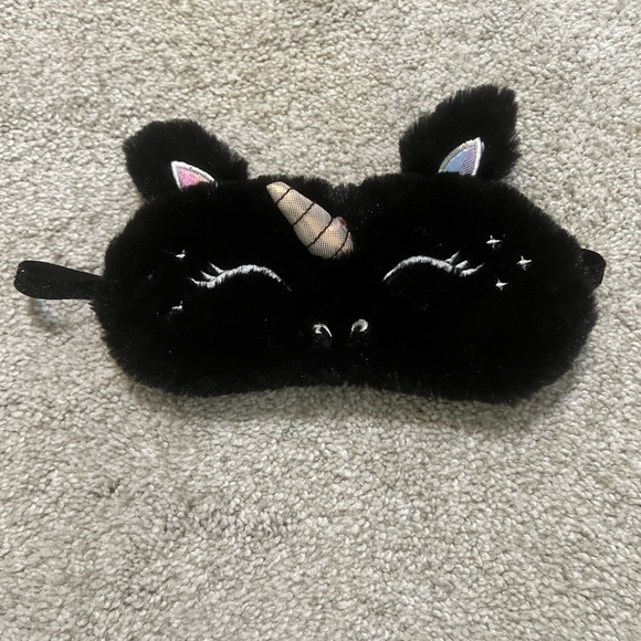 Plush Black Unicorn Sleep Mask with Ears & Horn - Picture 1 of 6